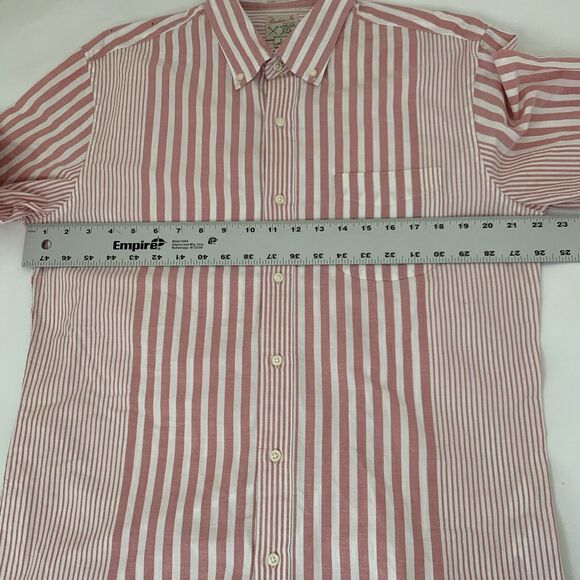 J Crew Shirt Men Large Broken In Oxford Button Up Slim Pink Stripe Preppy Career - Picture 6 of 9